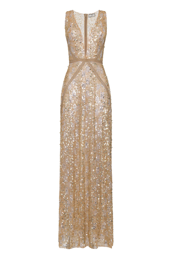 Red Carpet sequins dress with hemstitch embroideries - Elisabetta Franchi® Outlet
