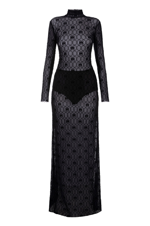 Vestido Red Carpet de tul aterciopelado - Elisabetta Franchi® Outlet