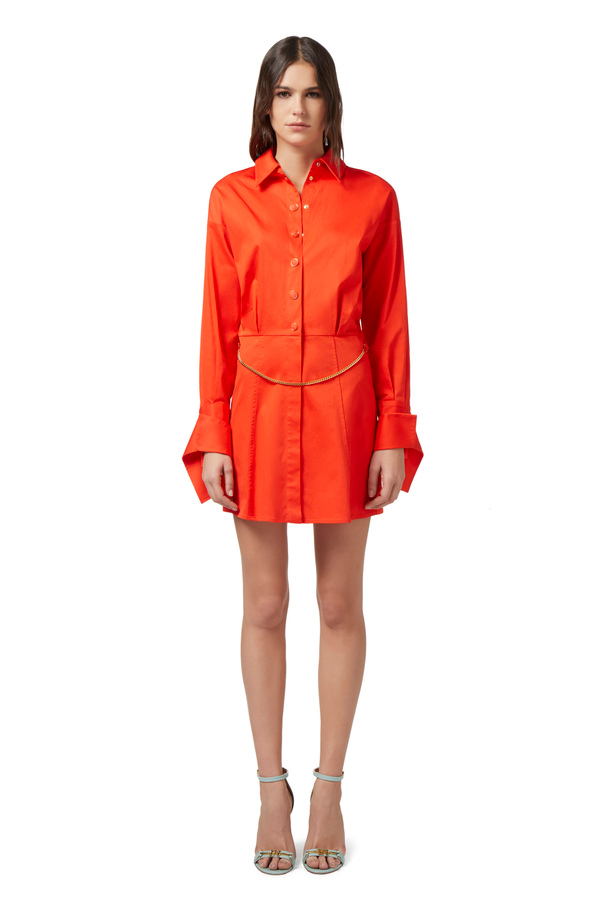 Mini stretch poplin shirt-dress - Elisabetta Franchi® Outlet