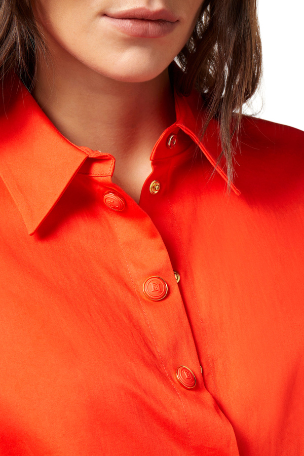 Mini stretch poplin shirt-dress - Elisabetta Franchi® Outlet