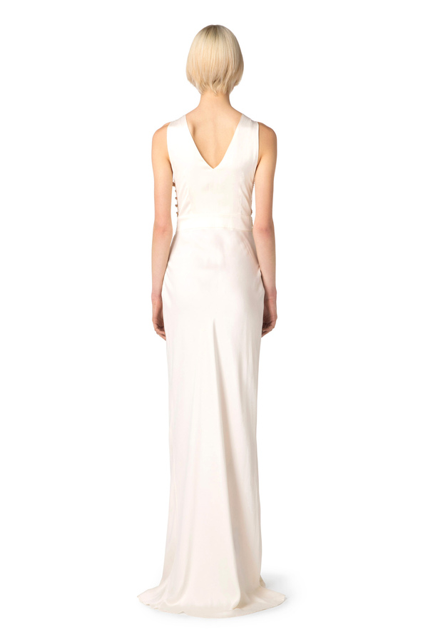 Red Carpet silk dress with embroidered bodice - Elisabetta Franchi® Outlet