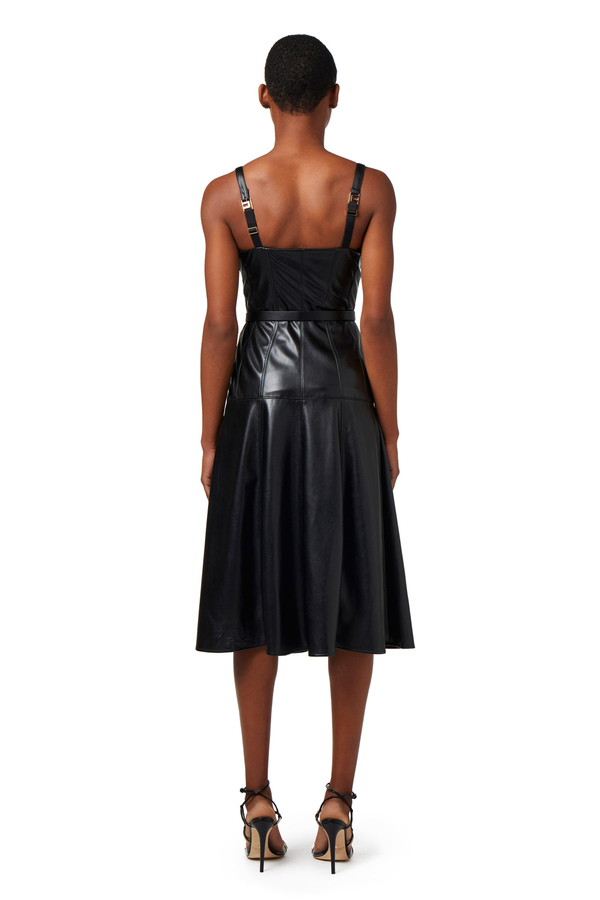 Leather-effect midi dress with bustier cuts - Elisabetta Franchi® Outlet