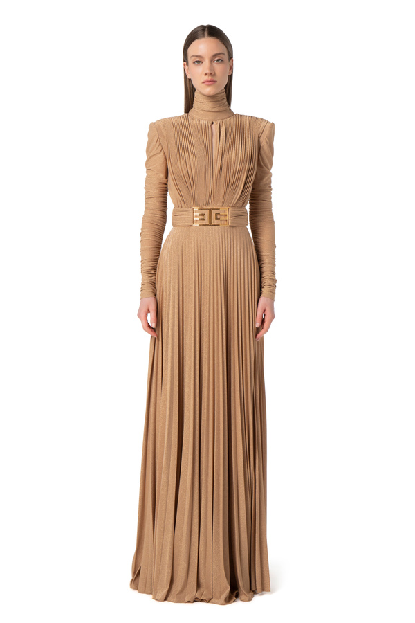 Red Carpet dress in pleated lurex jersey - Elisabetta Franchi® Outlet