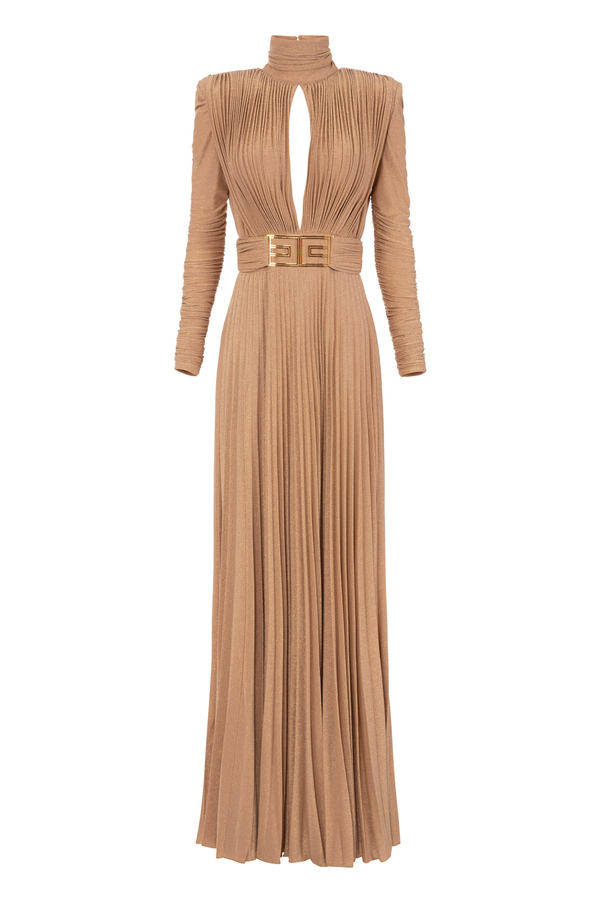 Red Carpet dress in pleated lurex jersey - Elisabetta Franchi® Outlet