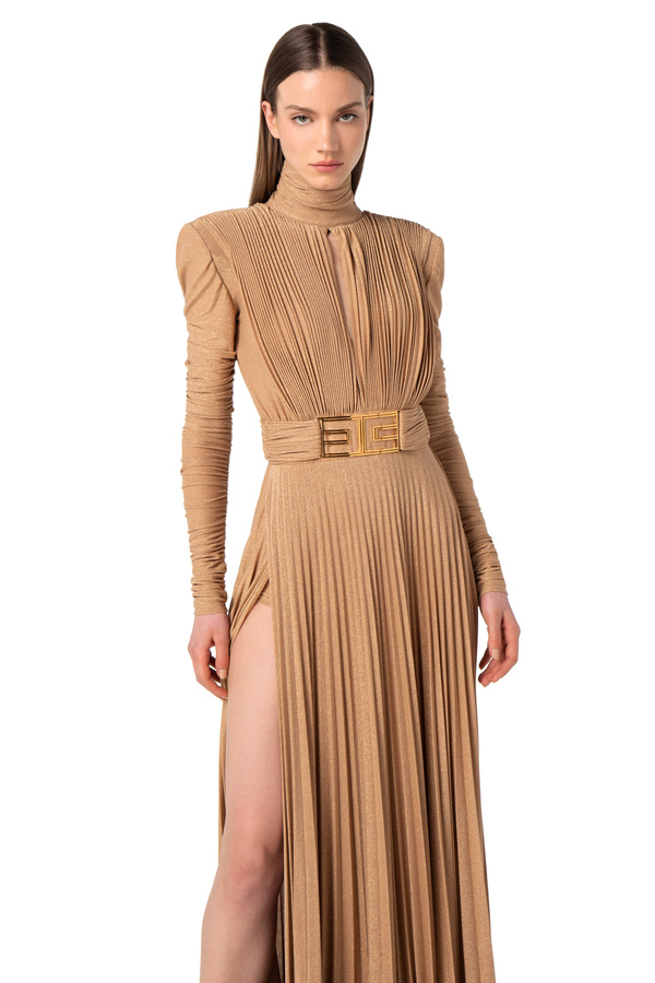 Red Carpet dress in pleated lurex jersey - Elisabetta Franchi® Outlet