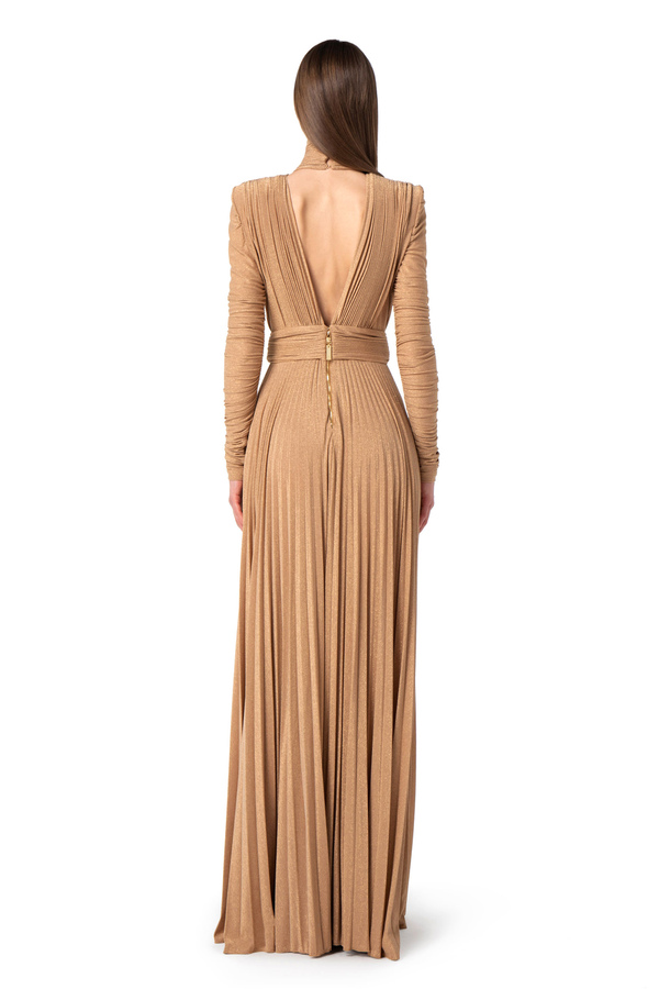 Red Carpet dress in pleated lurex jersey - Elisabetta Franchi® Outlet