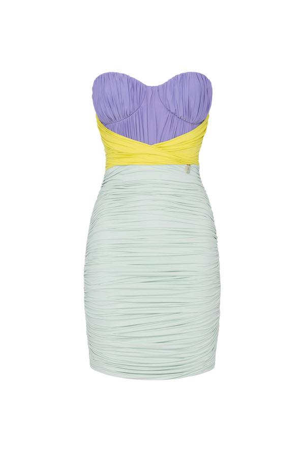 Tricolour mini-dress in draped jersey - Elisabetta Franchi® Outlet