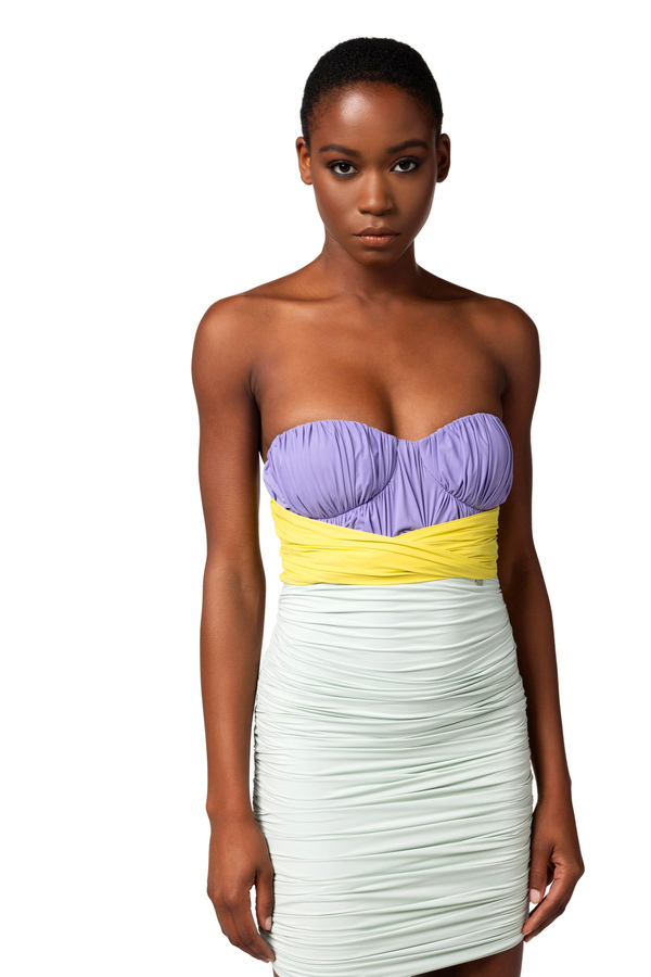 Tricolour mini-dress in draped jersey - Elisabetta Franchi® Outlet