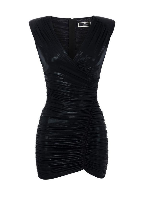 Metallic mini-dress in draped jersey - Elisabetta Franchi® Outlet