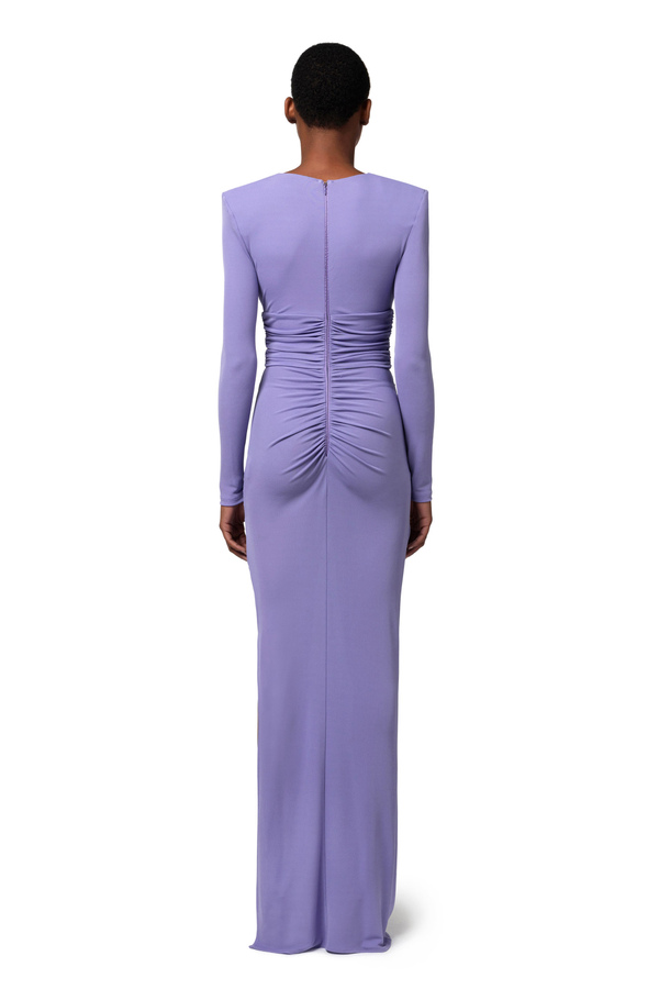 Red carpet dress in draped jersey with cut-out - Elisabetta Franchi® Outlet