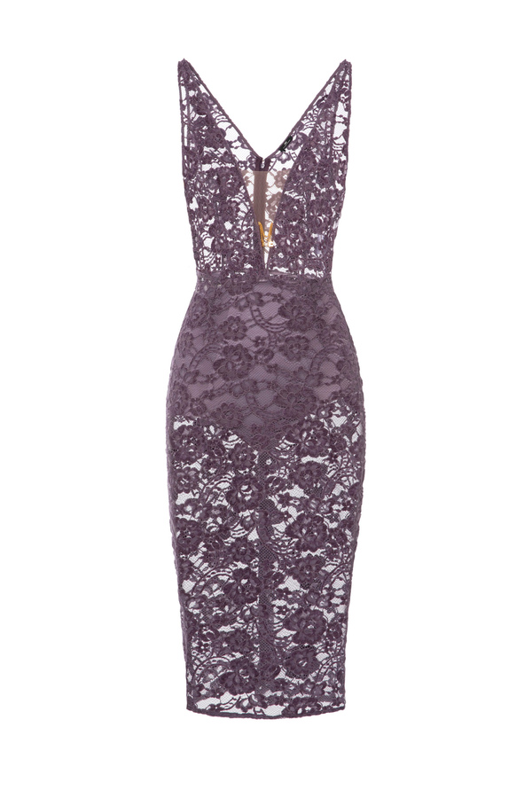 Abito midi in pizzo di velluto - Elisabetta Franchi® Outlet