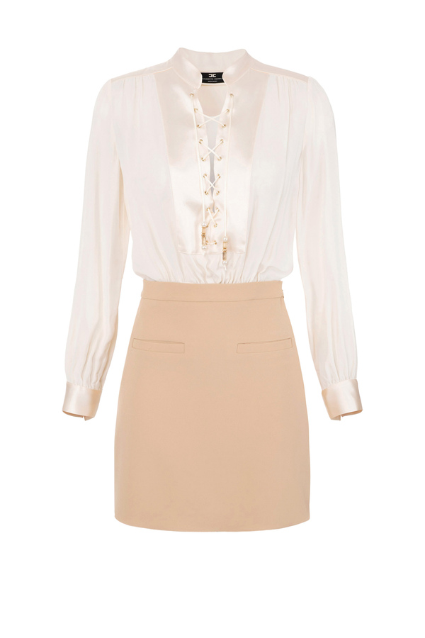 Viscose mini-dress with bib - Elisabetta Franchi® Outlet