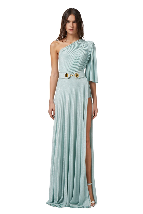 Red carpet one-shoulder lurex jersey dress - Elisabetta Franchi® Outlet