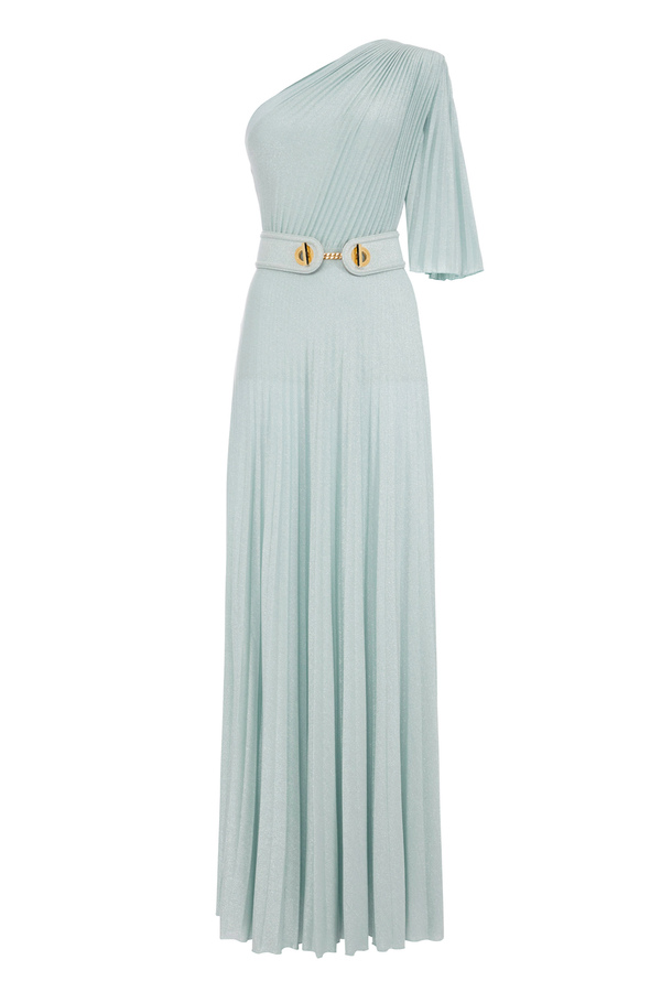 Red carpet one-shoulder lurex jersey dress - Elisabetta Franchi® Outlet