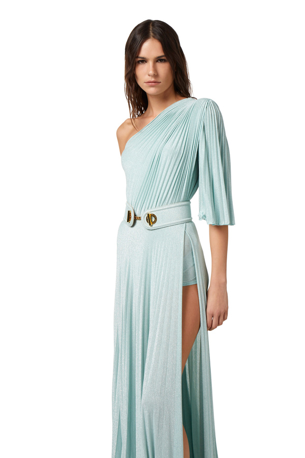 Red carpet one-shoulder lurex jersey dress - Elisabetta Franchi® Outlet