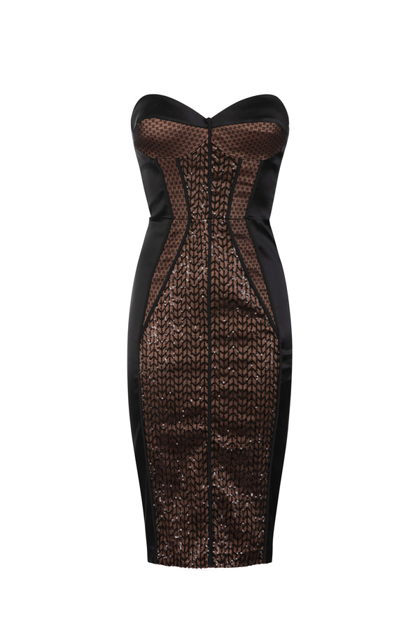 Robe midi en satin et sequins - Elisabetta Franchi® Outlet