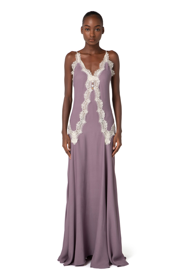 Red Carpet lingerie dress in viscose fabric with lace - Elisabetta Franchi® Outlet