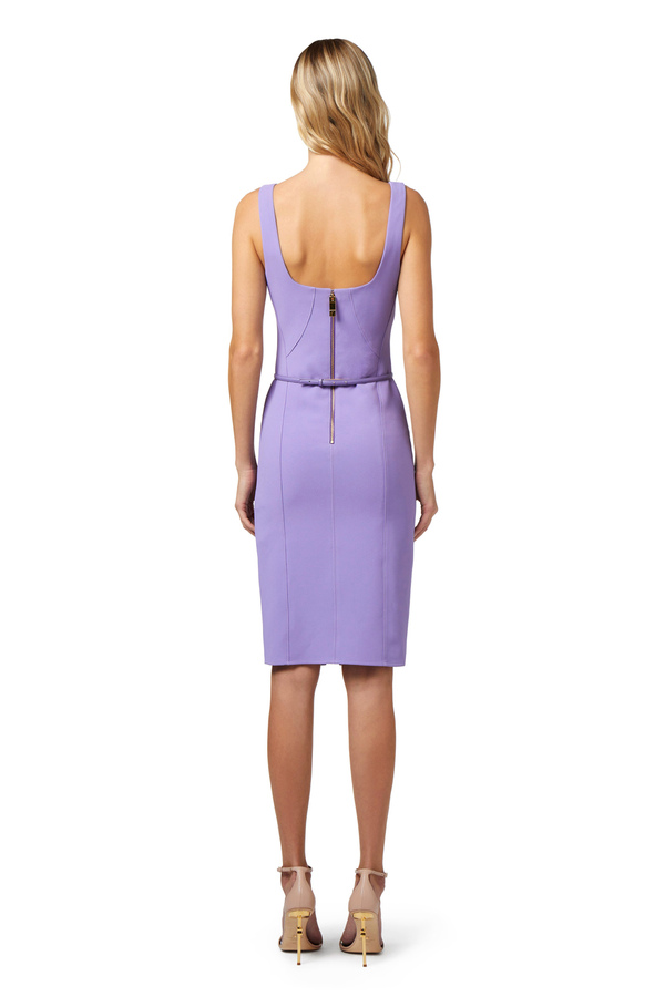 Sheath dress in stretch crêpe fabric with belt - Elisabetta Franchi® Outlet