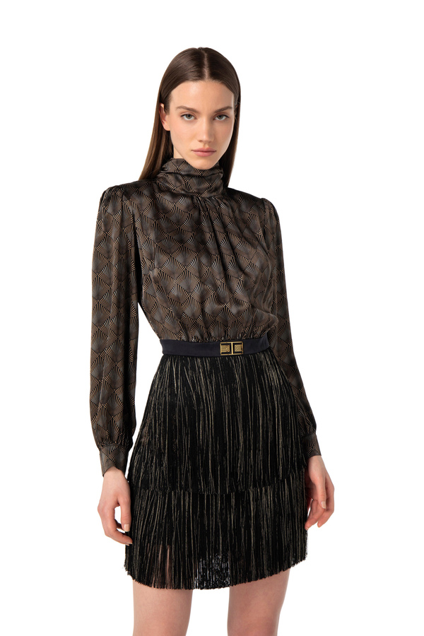 Miniabito in seta con frange - Elisabetta Franchi® Outlet