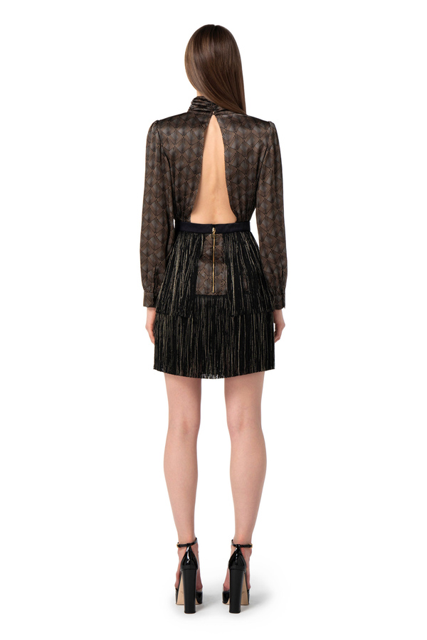 Miniabito in seta con frange - Elisabetta Franchi® Outlet