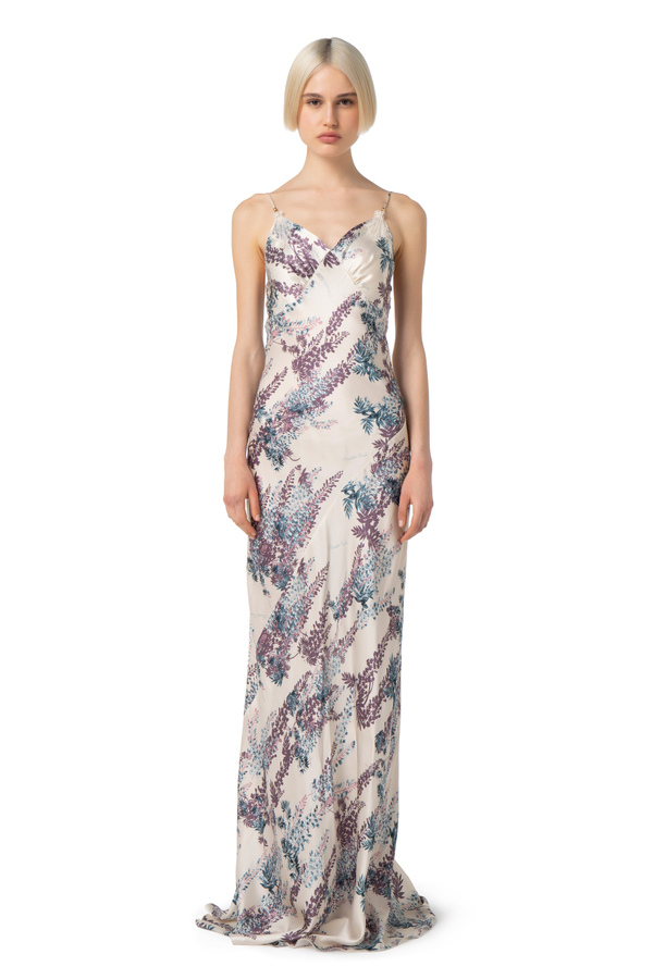 Red Carpet dress made of silk with floral print - Elisabetta Franchi® Outlet