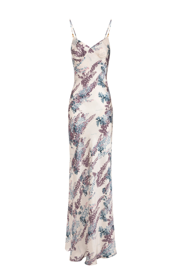 Red Carpet dress made of silk with floral print - Elisabetta Franchi® Outlet