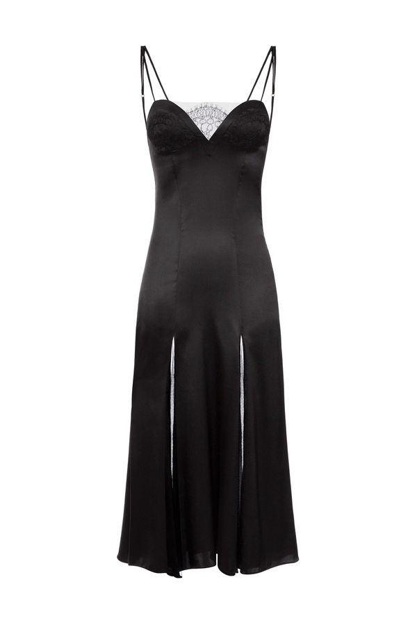 Abito midi in raso con pizzo - Elisabetta Franchi® Outlet