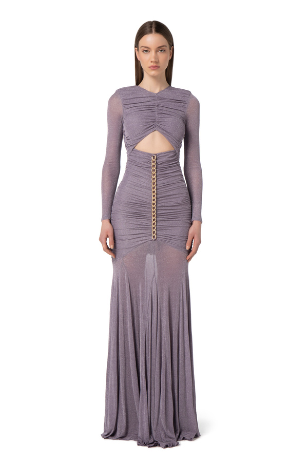 Red Carpet dress in lurex jersey with chain - Elisabetta Franchi® Outlet