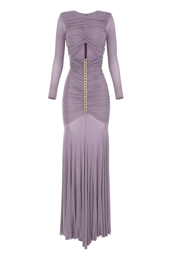 Red Carpet-Kleid aus Jersey-Lurex mit Kette - Elisabetta Franchi® Outlet