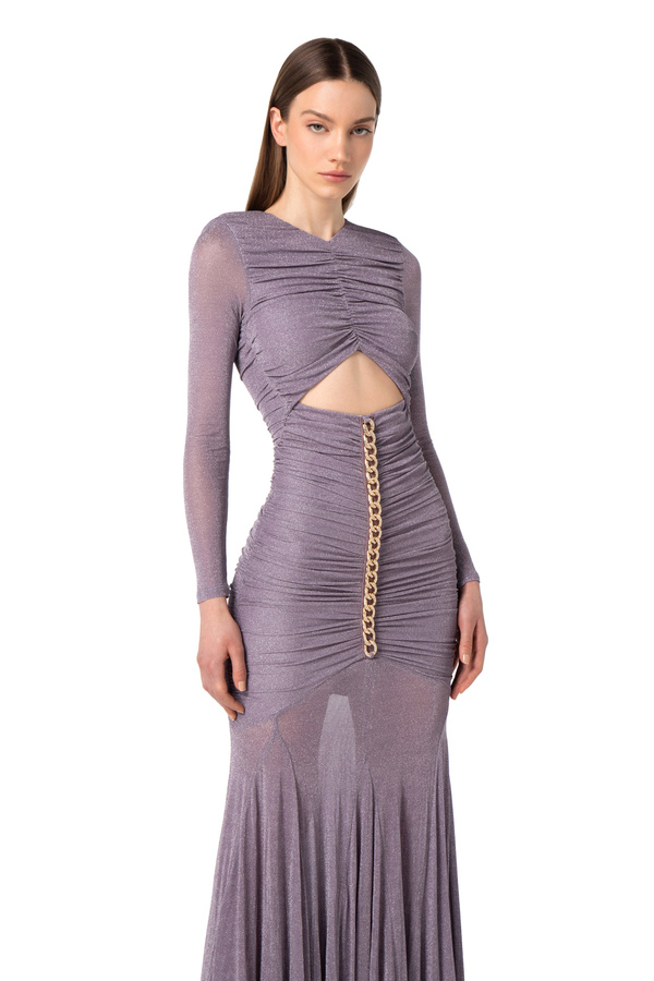 Red Carpet dress in lurex jersey with chain - Elisabetta Franchi® Outlet