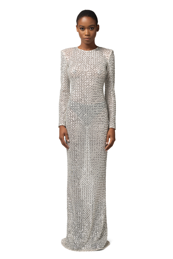 Red Carpet dress in herringbone pattern sequins - Elisabetta Franchi® Outlet