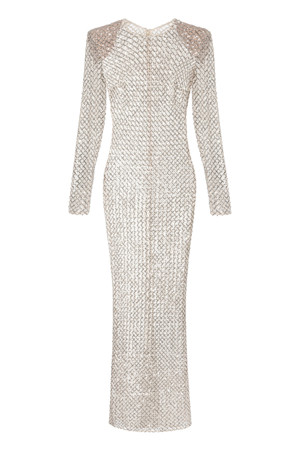 Red Carpet dress in herringbone pattern sequins - Elisabetta Franchi® Outlet