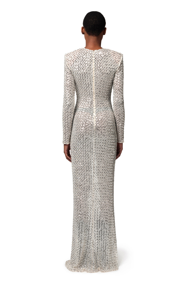 Red Carpet dress in herringbone pattern sequins - Elisabetta Franchi® Outlet