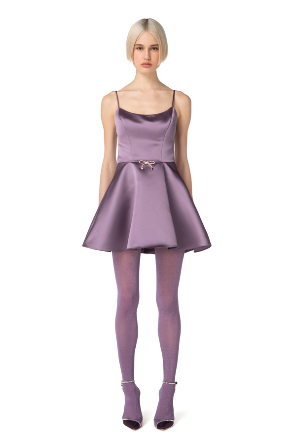 Duchesse satin mini-dress with bow - Elisabetta Franchi® Outlet