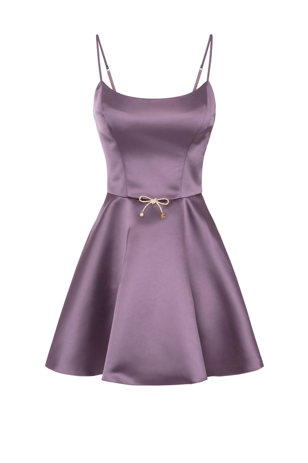 Duchesse satin mini-dress with bow - Elisabetta Franchi® Outlet