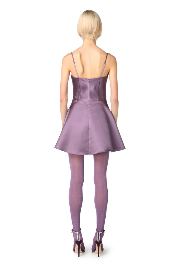 Duchesse satin mini-dress with bow - Elisabetta Franchi® Outlet