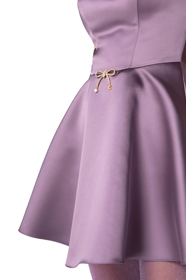 Duchesse satin mini-dress with bow - Elisabetta Franchi® Outlet