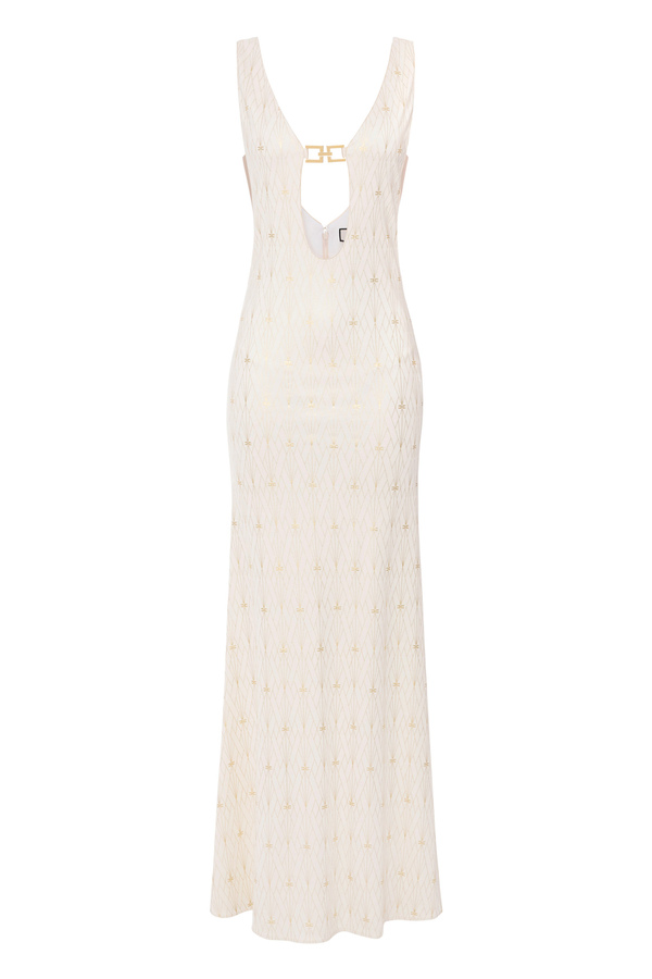 Red Carpet dress in jersey with logo print - Elisabetta Franchi® Outlet