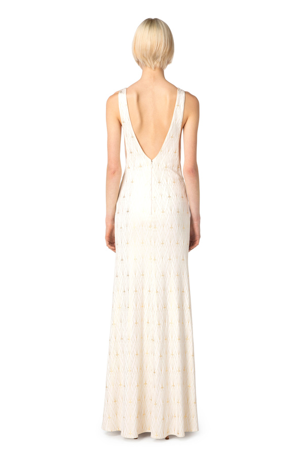 Red Carpet dress in jersey with logo print - Elisabetta Franchi® Outlet