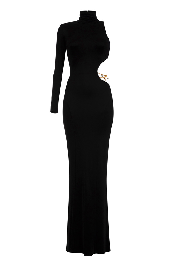 Einschultriges Red Carpet-Kleid aus glänzendem Jersey mit Cut-out. - Elisabetta Franchi® Outlet