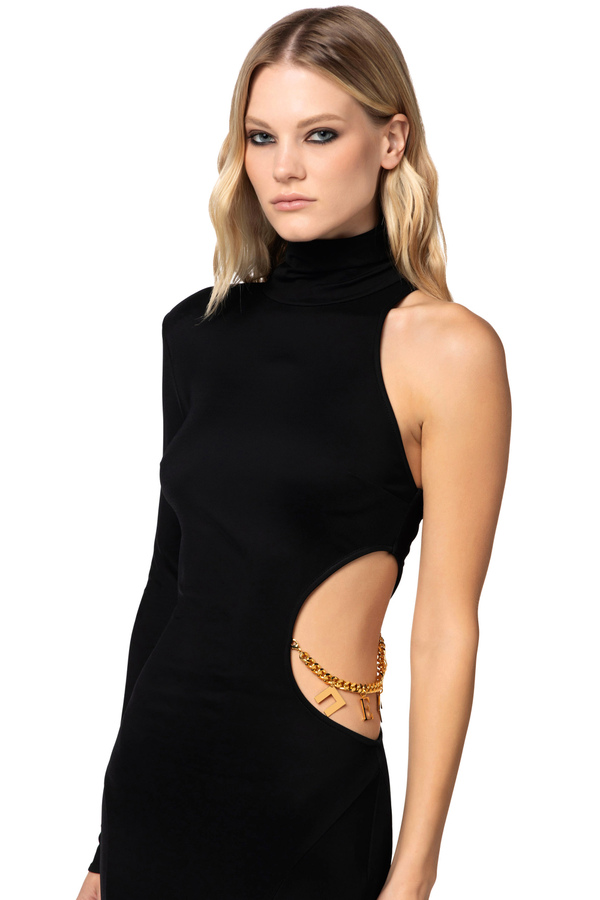 Einschultriges Red Carpet-Kleid aus glänzendem Jersey mit Cut-out. - Elisabetta Franchi® Outlet