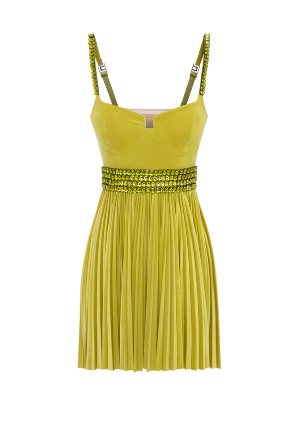 Lycra bustier mini-dress with rhinestones - Elisabetta Franchi® Outlet