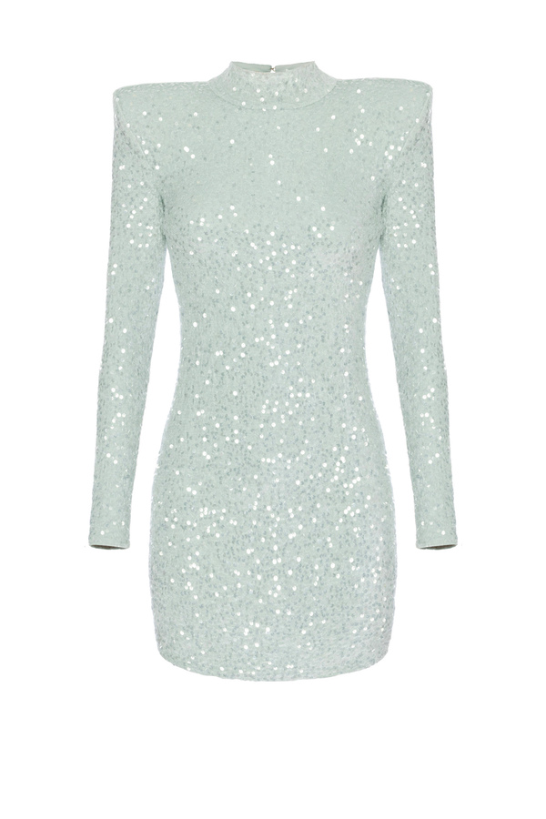 Minikleid aus Pailletten mit strukturierten Schultern - Elisabetta Franchi® Outlet