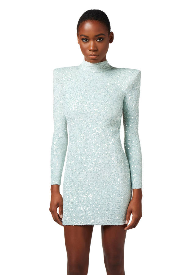 Minikleid aus Pailletten mit strukturierten Schultern - Elisabetta Franchi® Outlet