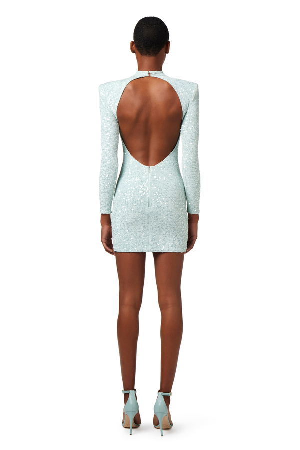 Minikleid aus Pailletten mit strukturierten Schultern - Elisabetta Franchi® Outlet