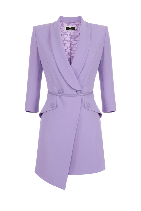 Asymmetric coat dress in stretch crêpe fabric - Elisabetta Franchi® Outlet
