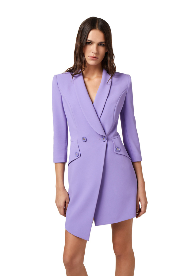Asymmetric coat dress in stretch crêpe fabric - Elisabetta Franchi® Outlet