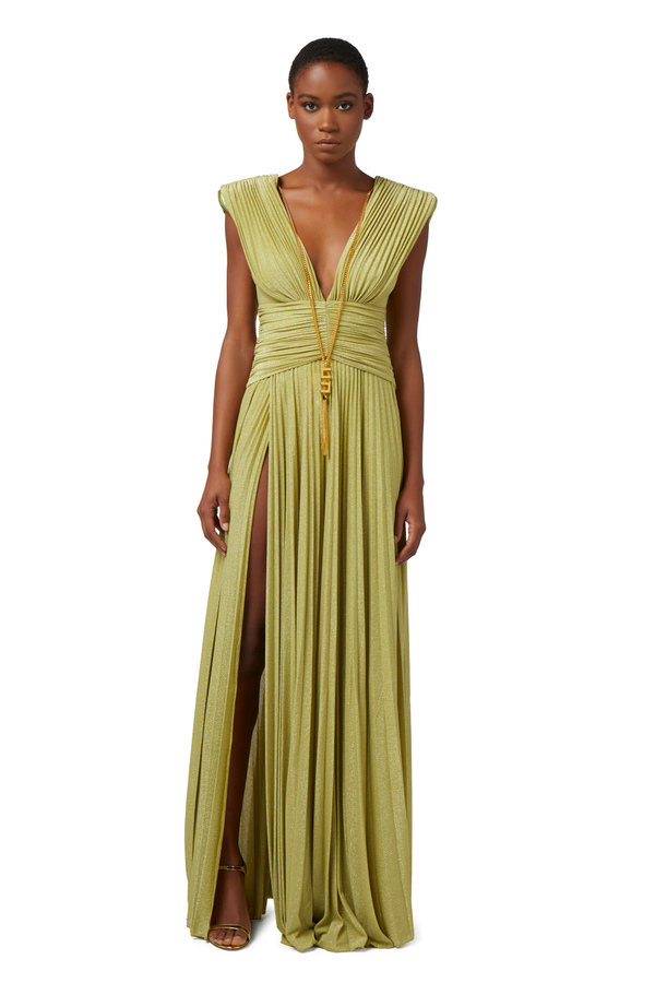 Red Carpet-Kleid aus Jersey-Lurex mit Kette - Elisabetta Franchi® Outlet