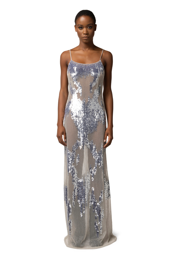 Red Carpet dress made of tulle and sequins - Elisabetta Franchi® Outlet