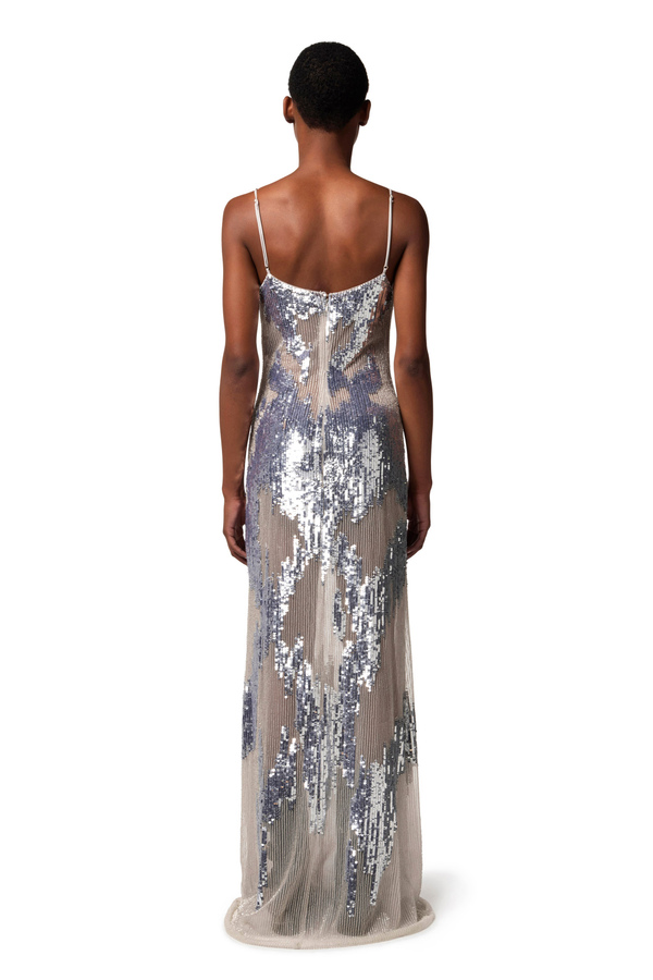 Red Carpet dress made of tulle and sequins - Elisabetta Franchi® Outlet